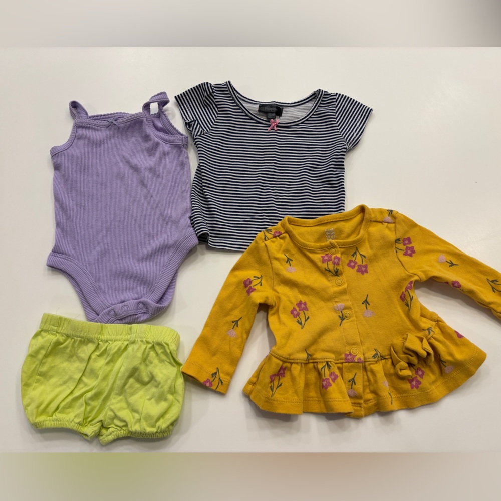 Yellow Floral Baby Cardigan and Bodysuit Set